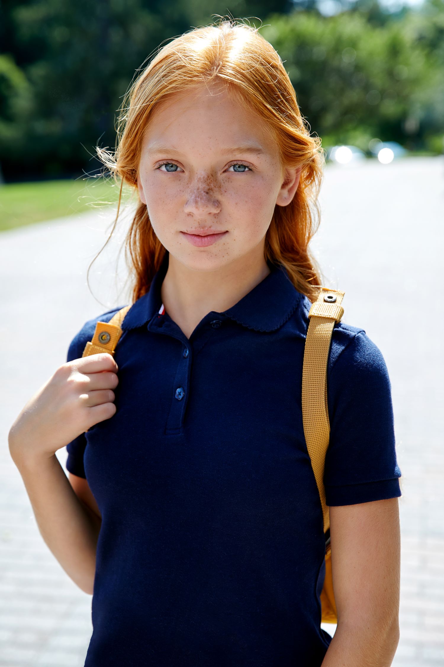 S/S Girls Picot Collar Interlock Polo Shirt