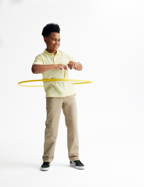 S/S Girls Picot Collar Interlock Polo Shirt