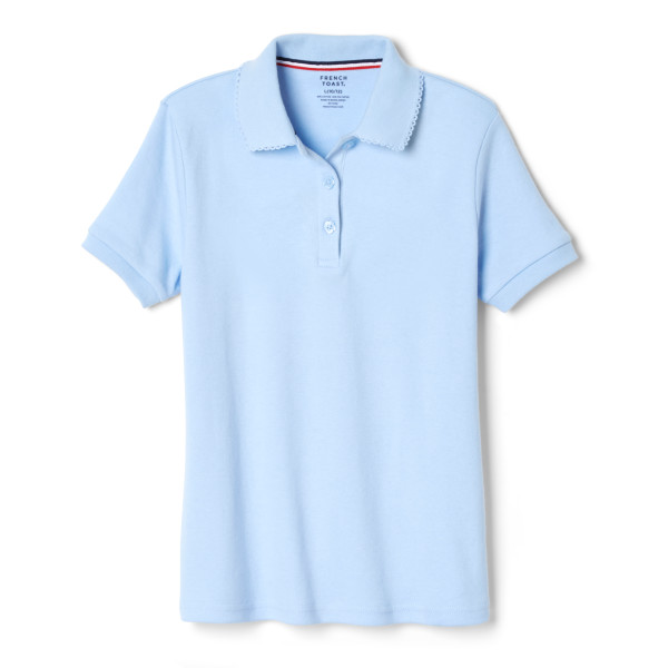 S/S Girls Picot Collar Interlock Polo Shirt