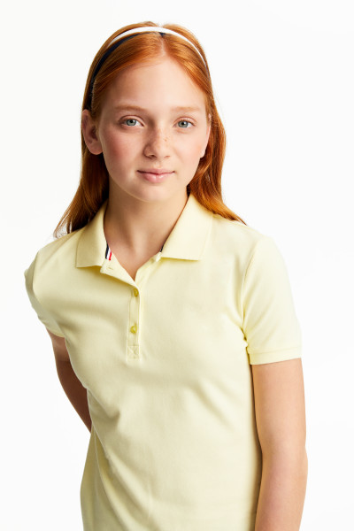 S/S Girls Picot Collar Interlock Polo Shirt